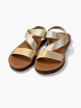 Ardene Gold Metallic Strappy Flat Sandals Women’s Size 8 Summer Minimalist
